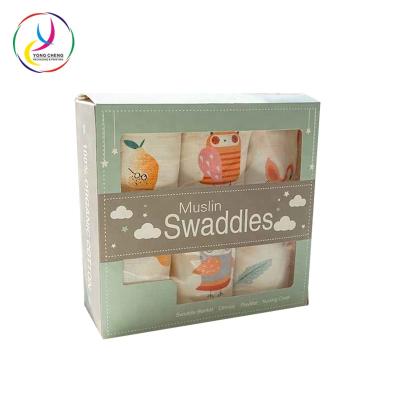 China Recyclable Baby Organic Muslin Wrap Package Cover Envelope Set Paper Box for sale