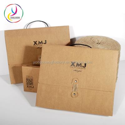 China Recyclable File Folder Kraft Paper Packing Box With Handle Paperboard Gift Packing Box for sale