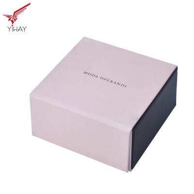 China Folding Flat Pink Small Cardboard Jewelry Boxes Full Black Inside for sale