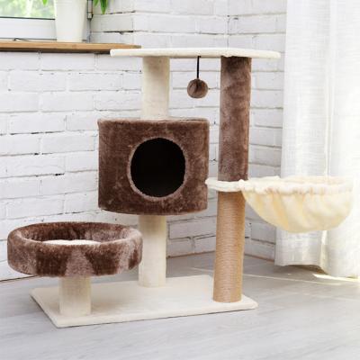 China Sustainable Interactive Cat Tree House with Cat Activity Tree Hammock for Kittens, Cat Climbing Tower for sale