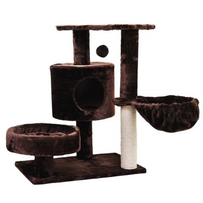 China China Factory Viable Wholesale Cat Toy Cat Tree House Multilevel With Plush Cat Tree Tower Wooden Hammock for sale