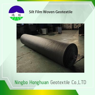 China Tela extensible para los caminos, tela tejida 136g negra del geotextil del gancho agarrador del polietileno en venta