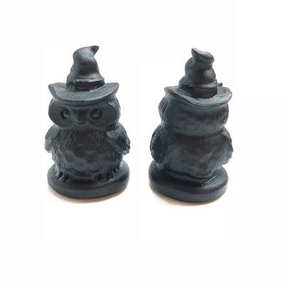 China China Wholesale Hand Carved Natural Crystal Witch Hat Owl Halloween Obsidian Quartz Decorative Gifts for sale