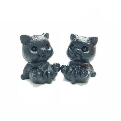 China China Crystal Opens Natural Rose Quartz Hand Carved Cat People Open Crystal Cat Home Decoration Gifts for sale