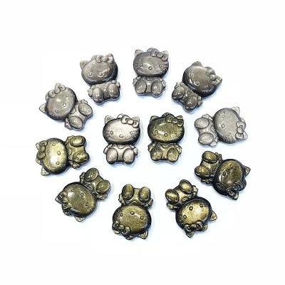 China China Wholesale Crystal Healings Stones Obsidian Cat Crafts Natural Crystal Carving Crystal Cat for sale