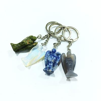 China China Wholesale Natural Gemstone Aura Healing Crystal Angel Key Chain for sale