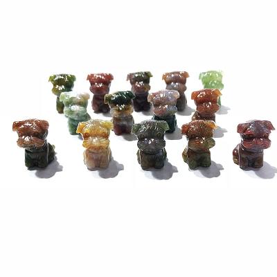 China China Wholesale Hand Carved Rose Quartz Agate Dog Crystal Crafts Dog House Decoration Animal Gifts for sale