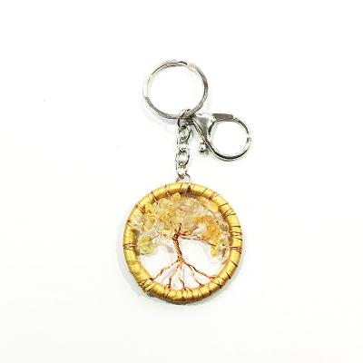 China China Natural Healing Quartz Crystal Tree Of Life Key Chain Wall Interior Decoration Car Crystal Pendant for sale