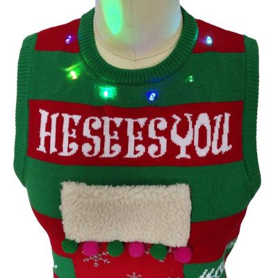 China Breathable Christmas Sweater Ugly Christmas Sweater With Lights Women Sweater Along for sale