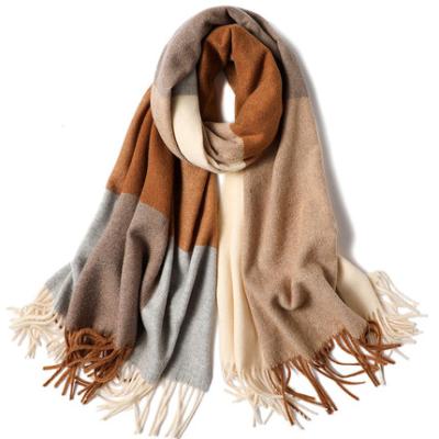 China Hot Sale Acrylic Lady Plaid Tassel Scarf 100% Cashmere Pashmina Acrylic for sale