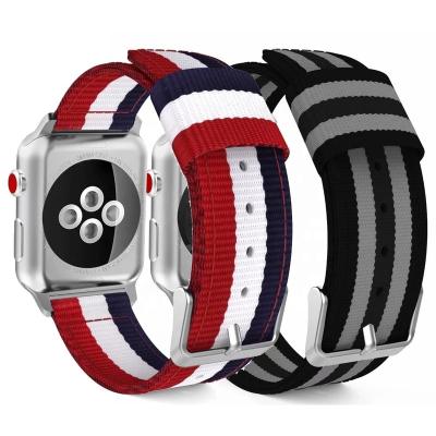 China 2022 Adjustable Canvas Nylon Strap For Apple Watch Band 44mm 42mm 40mm 38mm Replacement Wristband Strap For iwatch 6 5 4 3 2 1 Se Band for sale