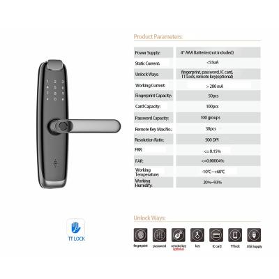 China Aluminum Alloy Cheapest Price App Control Fingerprint Password Lock Household Smart Electronic Door Locks For Hotel Office Home Door for sale