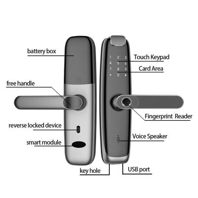 China Aluminum Alloy WAFU TT Lock App Control Fingerprint Lock Bluetooth Access Electronic Fingerprint Identification Household Electronic Lock New for sale