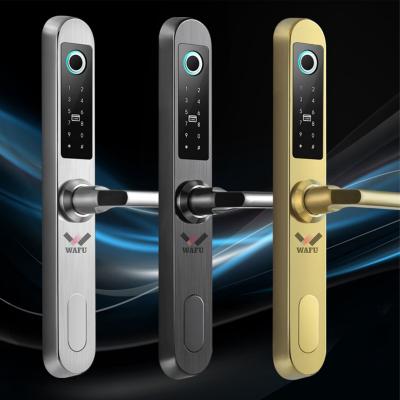 China WF-021 WAFU Alloy Fingerprint Stainless Waterproof Door Lock With Narrow Edge For Door Lock Smart Aluminum Glass Sliding Door Electric Lock for sale