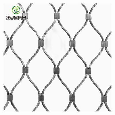 China Durable Flexible Zoo Mesh Bird Cage Rope Net Stainless Steel Wire Rope Mesh Ferrule Zoo Mesh Diamond Hole for sale