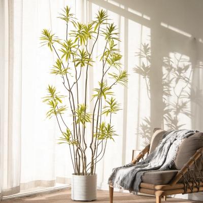 China The color is natural and is washable plant style home decor living room artificial bamboo plants potted plants and flowers factory price gold edge for sale