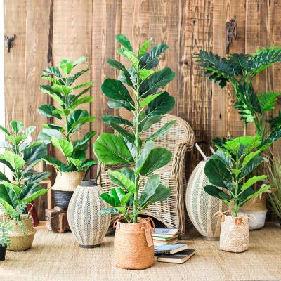 China Minimalist Artificial Trees Green Decorative Chinese Hot Sale Trees Plants Desktop Artificial Ficus Pandurata for sale