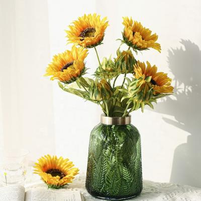 China Chinese romantic warm style flower home decoration yellow artificial sunflower for lover best quality for sale