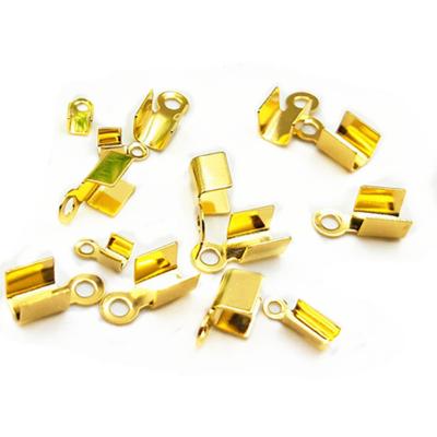 China Stainless Steel 18k Gold Plated Stainless Steel Connector End Clip Clasp Rope Mounts For Jewelry Leather Rope for sale