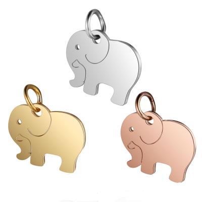 China Wholesale Cute Metal Jewelry Piece Plated Gold Stainless Steel Animal Elephant Charm Jewelry Accessories for sale