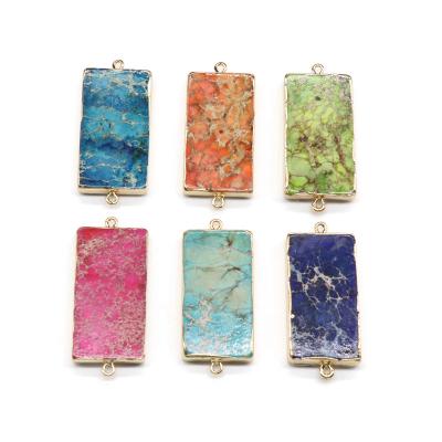 China Double Two Hole Women Jewelry Wholesale Religious Power Rectangle Natural Stone Jewelry Necklace Pendant For Necklace for sale