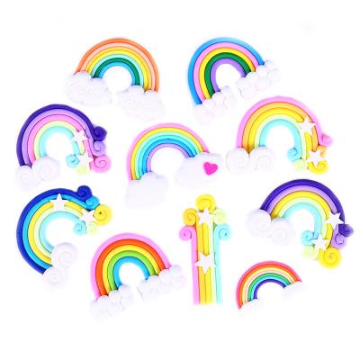 China Europe Accessories Cartoon Soft Resin Multicolor Rainbow Charms Flat Back 35x50MM DIY For Mobile Phone Kids Jewelry Craft Decoration for sale