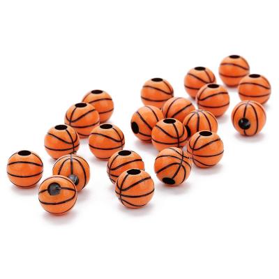 China Wholesale Environmental Friendly 50pcs/Ball DIY Making Basketball Sports 11mm Acrylic Beads For Jewelry Findings Accessories Bracelet Making for sale