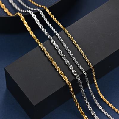 China CLASSIC Hot Twisted Chain Necklace 3mm Stainless Steel Singapore Style Twist Chain 18k Gold Necklace for sale