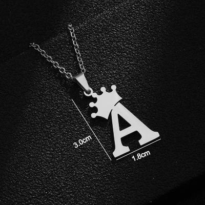 China CLASSIC Women Men Unisex Silver Tone Stainless Steel Crown Alphabet Initial 26 Letter Letter Jewelry Pendant Necklace for sale