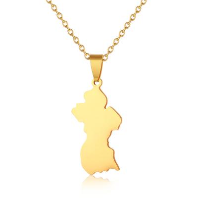 China Fashion Hiphop Unisex Gold Plated Guyana Stainless Steel Popular Map Fashion Hotsell Pendant Necklace for sale