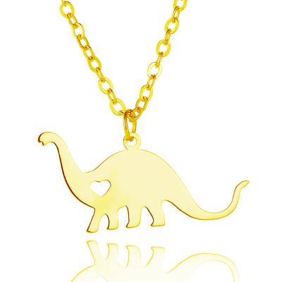 China FASHIONABLE Hollow Heart Animal Stainless Steel Gold Plated Dinosaur Jewelry Pendant Necklace for sale