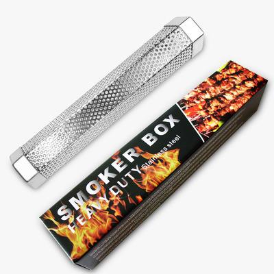 China Food Grade Easily Cleaned Functional Stainless Steel Perforated Hot or Cold Smoke Generator Pellet Box Smoker Tube Portable Barbecue for sale