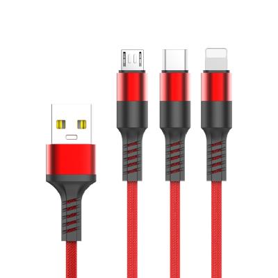 China New product super quality nylon desktop 1 in 3 charging usb cable braided usb cable usb cable data for sale