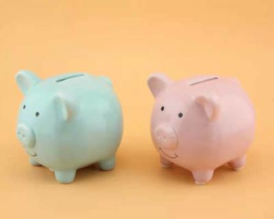 China OEM 800g Ceramic Pig Piggy Bank 5 Color small middle and big size for sale