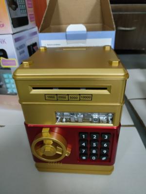 China 15x15x20cm Password Lock Piggy Bank ABS material golden blue color for sale