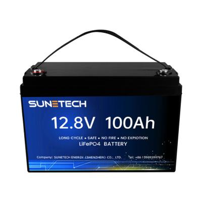 China Sunetech Rechargeable Lithium Ion Battery Solar Pack Deep 50ah 100ah 200ah 300ah 400ah Cycle 12v 200ah Bms Solar Battery Lifepo4 ST-12V100AH for sale