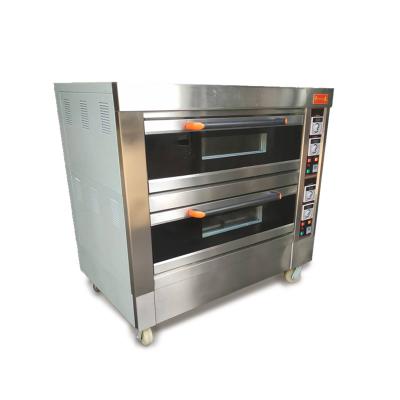 China Two-layer Easy Clean Four Plate Gas Bakery Oven Large Kitchen Appliances Electric Oven for sale