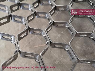 China Stainless Steel 410S Hexmesh | Bonding Hole | Petrochemical Industrial | 19mm thickness | 16ga strips | HESLY China for sale