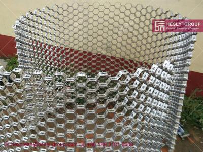 China Refractory Hexsteel Mesh | stainless steel 310S | Prong lances type | 10X1.5mm strips | 50mm hex hole | HESLY CHINA for sale