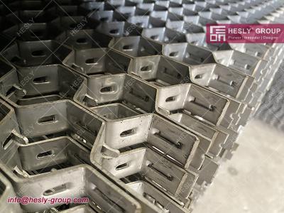 China AISI 321 Hexmetal Refractory Anchor | Offset Hexmesh with Lance | packaged in steel pallet for sale