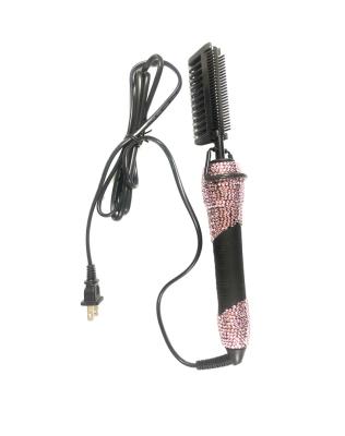 China For Home Use Rhinestone And Acrylic Hair Straightener Brush Negative Electronic Iron Hair Curler Comb Customized Logo LCD Display for sale