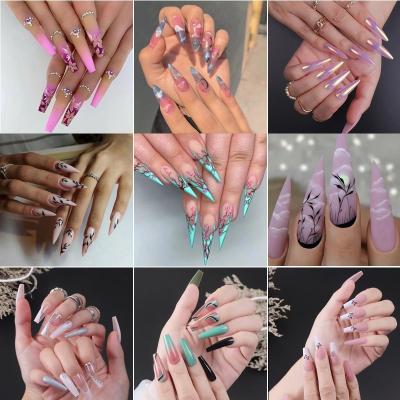 China Tiktok Ballet Wear Nail Piece Solid Color Fake French Press On Nails for sale