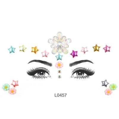 China Temporary Transfer Face Rhinestone Tattoo Sticker Flower Flower Tattoo Custom Design Face Gem For Party for sale