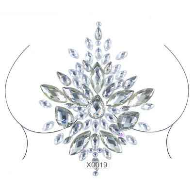 China Temporary Shiny Sexy Breast Patch , Crystal Rhinestone Party Body Jewelry for sale