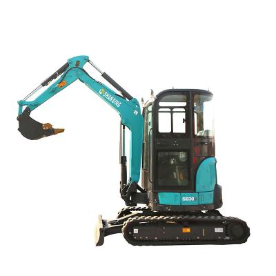 China Farms Shanding Factory Improved Patented Design New 3 Ton Zero Tail Mini Excavator SD30U for sale