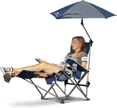 China Modern Suntour 3-Position Recliner Camping Beach Bed Chair with Removable Umbrella and Footrest for sale