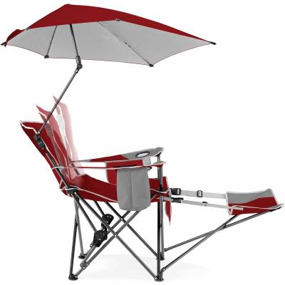 China Modern Suntour 3 Position Beach Chair Adjustable Lightweight Folding Camping Bed with Umbrella and Footstool for sale