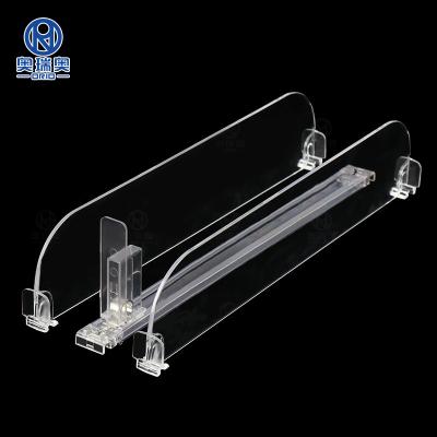 China Supermaerket Small Plastic Display Shelf Dividers Loading With Spring Bottle Can Cigarette Shelf Lifter for sale