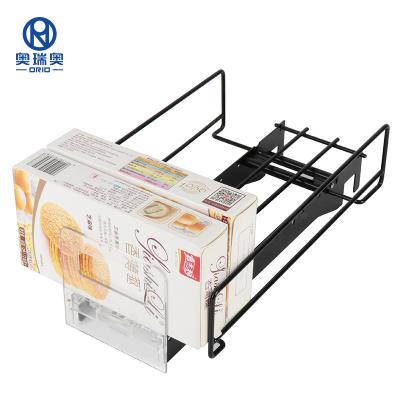 China Supermarket Display Bottle Organization Pusher Merchandising Shelf Trays Single Track Width For Bottle Drinks Metal Shelf Hanging Pusher for sale