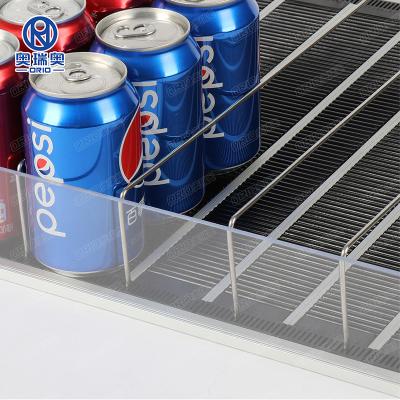 China Retail Display System Beverage Shelf Trays Auto-front Gravity Roller Shelf for sale